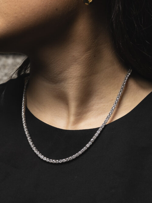 Trotters 9ct White Gold 18ct Lab Grown Diamond Tennis Chain