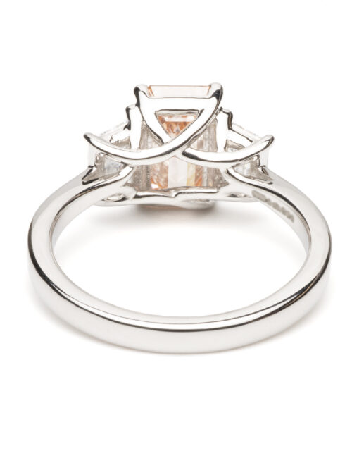 Trotters Platinum 2.05ct Emerald Cut Fancy Lab Grown Diamond Ring With Trapezoid Shoulders 0.86ct