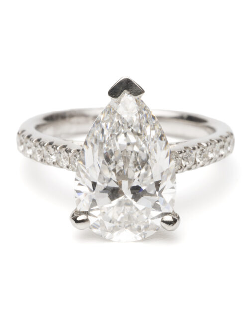 Trotters Platinum 4.02ct Pear Shape Lab Grown Diamond Ring With Diamond Sholuders 0.22ct