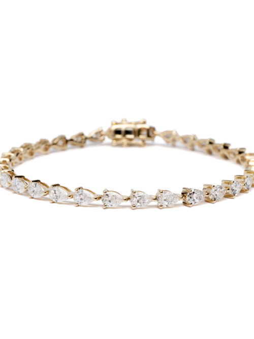 Trotters 9ct Yellow Gold Pear Shape 6ct Lab Grown Diamond Line Bracelet