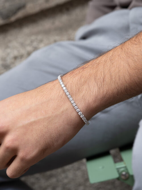 Trotters 14ct White Gold 8ct Lab Grown Diamond Tennis Bracelet