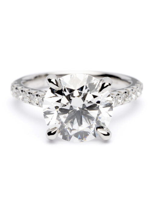 Trotters Platinum 4ct Brilliant Round Lab Grown Diamond Ring With Diamond Set Shoulders