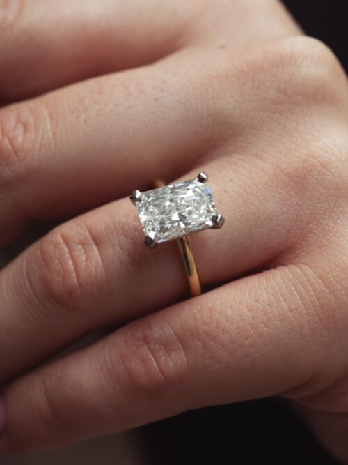 Trotters 18ct Yellow Gold & Platinum 4ct Radiant Cut Lab Grown Diamond Ring