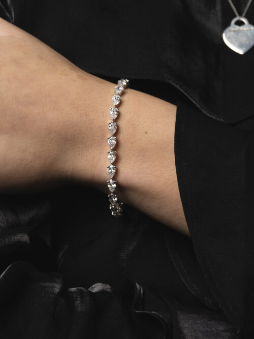 Trotters 9ct White Gold Pear Shape 10ct Lab Grown Diamond Line Bracelet