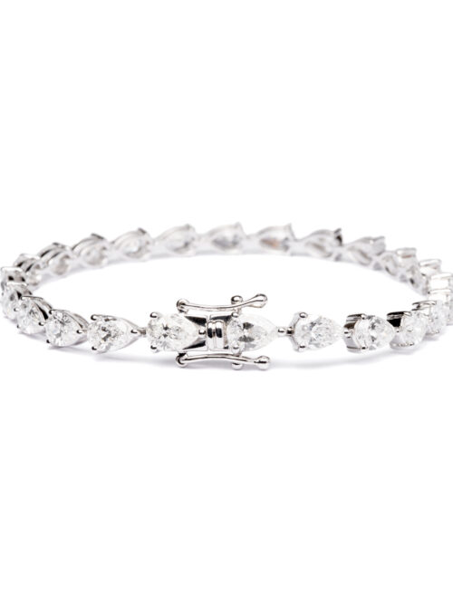 Trotters 9ct White Gold Pear Shape 10ct Lab Grown Diamond Line Bracelet