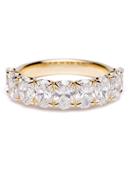 Trotters 9ct Yellow Gold 2.8ct Lab Grown Oval Half Eternity Ring