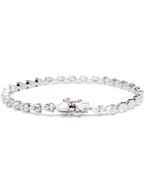 Trotters 9ct White Gold Pear Shape 6ct Lab Grown Diamond Line Bracelet
