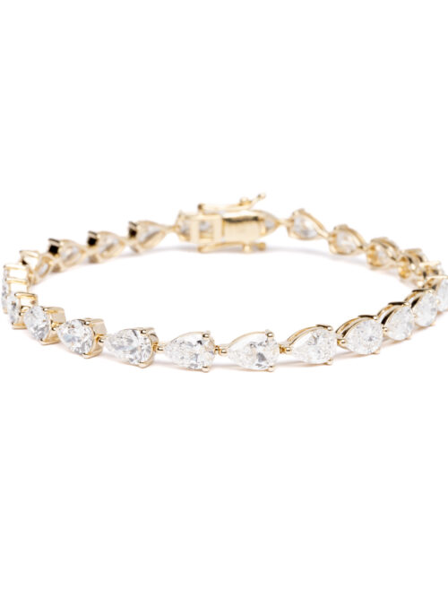 Trotters 9ct Yellow Gold Pear Shape 10ct Lab Grown Diamond Line Bracelet