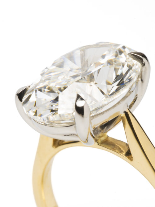 Trotters 18ct Yellow Gold And Platinum 8ct Lab Grown Oval Diamond Ring