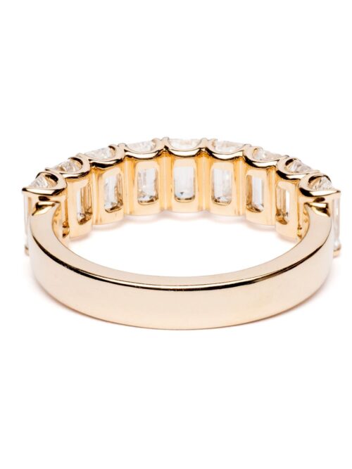 Trotters 9ct Yellow Gold 2.8ct Lab Grown Emerald Cut Diamond Half Eternity Ring