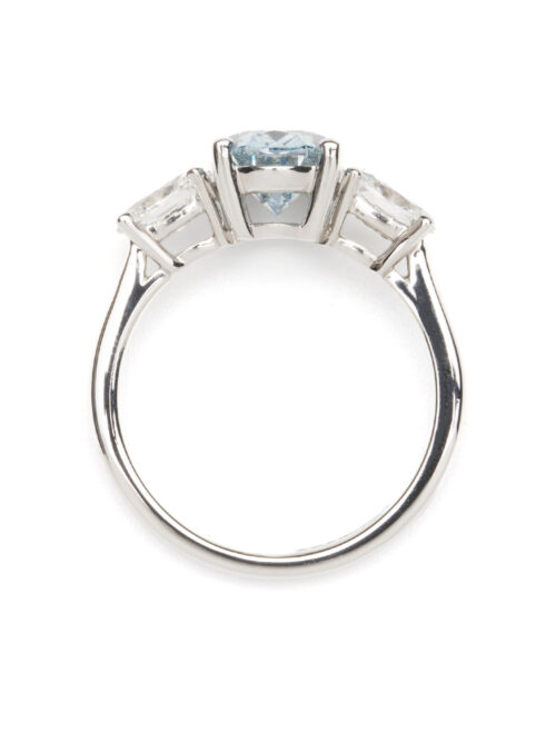 Trotters Platinum 2.00ct Oval Fancy Lab Grown Diamond Ring With Oval Shoulders 0.80ct