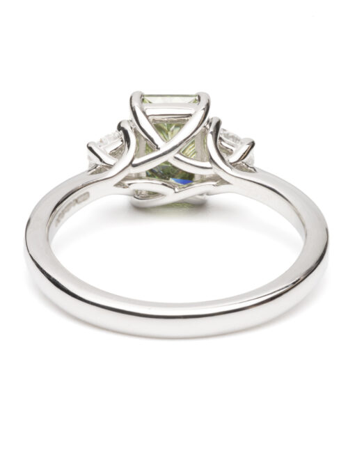 Trotters Platinum 1.56ct Fancy Radiant Cut Lab Grown Diamond Ring With Trapezoid Shoulders 0.30ct