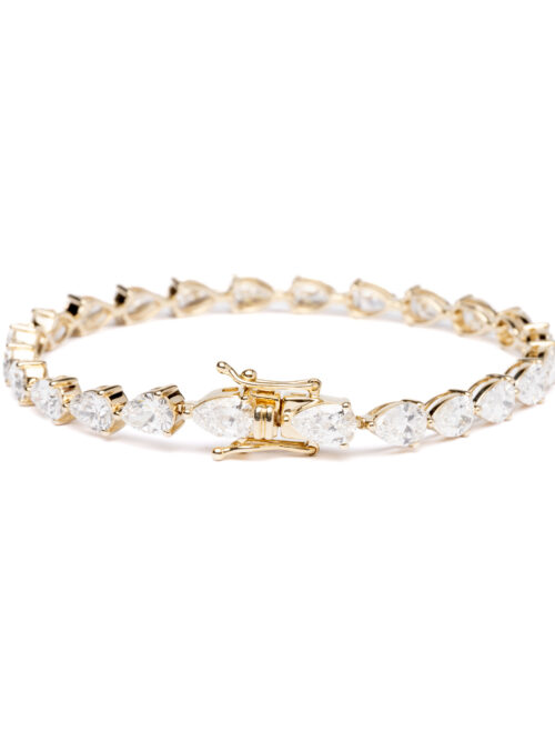 Trotters 9ct Yellow Gold Pear Shape 10ct Lab Grown Diamond Line Bracelet