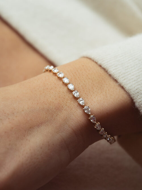 Trotters 9ct Yellow Gold Pear Shape 6ct Lab Grown Diamond Line Bracelet