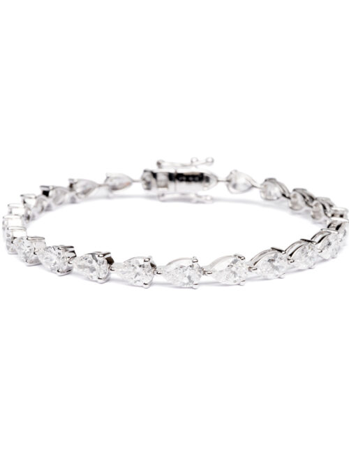 Trotters 9ct White Gold Pear Shape 10ct Lab Grown Diamond Line Bracelet