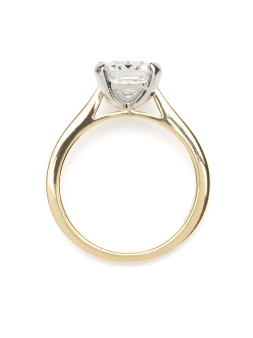 Trotters 18ct Yellow Gold / Platinum Single Stone Lab Grown Emerald Cut Diamond Ring