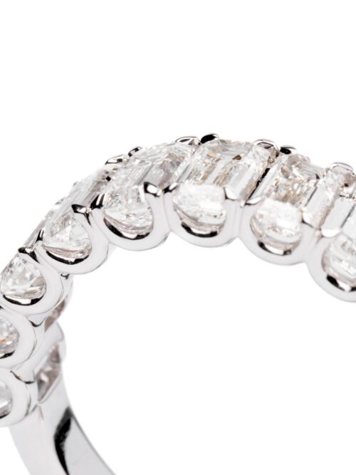 Trotters 9ct White Gold 2.8ct Lab Grown Emerald Cut Diamond Half Eternity Ring