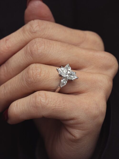 Trotters Platinum 2.01ct Marquise Cut Lab Grown Diamond Ring With Pear Shape Shoulders