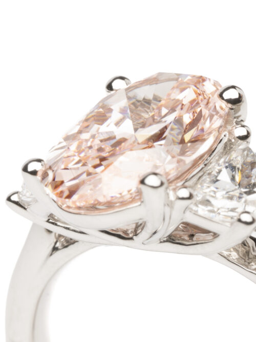 Trotters Platinum 2.06ct Oval Fancy Lab Grown Diamond Ring With Trapezoid Shoulders 0.42ct