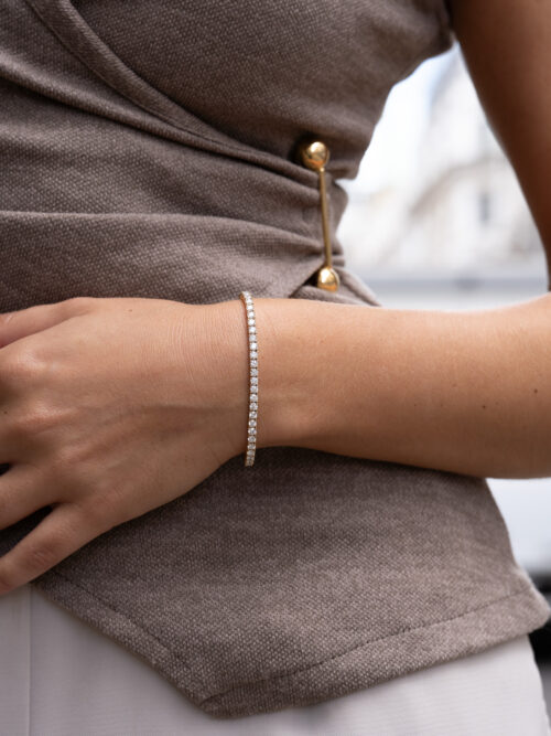 Trotters 14ct Yellow Gold 6ct Lab Grown Diamond Tennis Bracelet