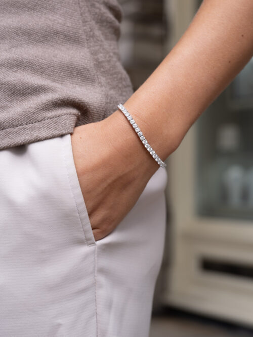 Trotters 14ct White Gold 8ct Lab Grown Diamond Tennis Bracelet