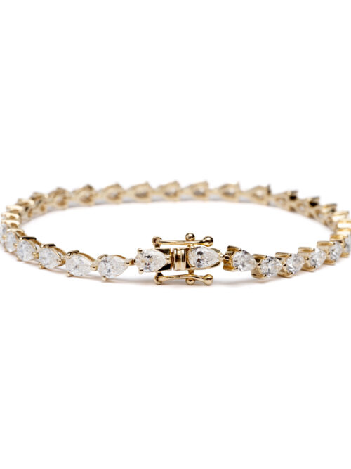 Trotters 9ct Yellow Gold Pear Shape 6ct Lab Grown Diamond Line Bracelet