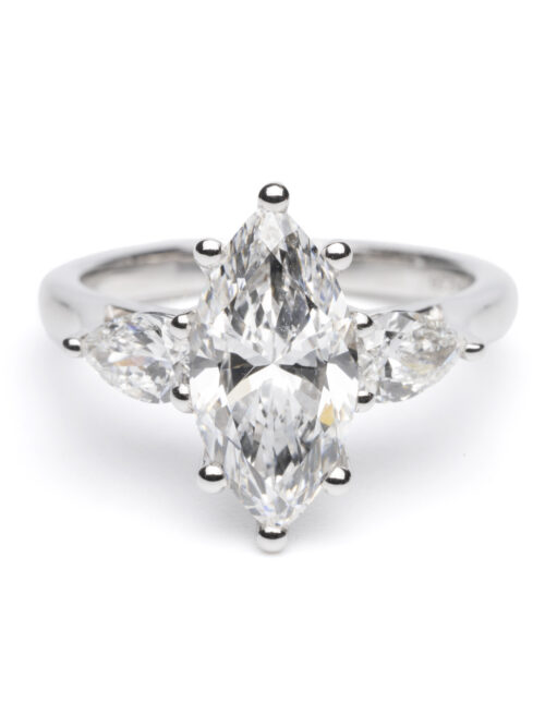 Trotters Platinum 2.01ct Marquise Cut Lab Grown Diamond Ring With Pear Shape Shoulders