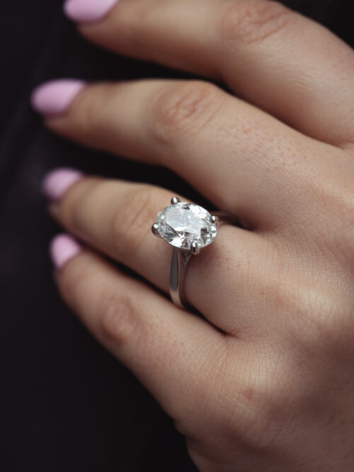 Trotters Platinum 4.01ct Lab Grown Oval Diamond Ring