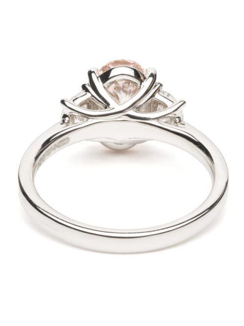 Trotters Platinum 2.06ct Oval Fancy Lab Grown Diamond Ring With Trapezoid Shoulders 0.42ct