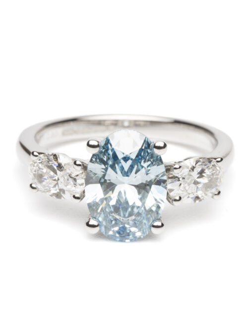 Trotters Platinum 2.00ct Oval Fancy Lab Grown Diamond Ring With Oval Shoulders 0.80ct