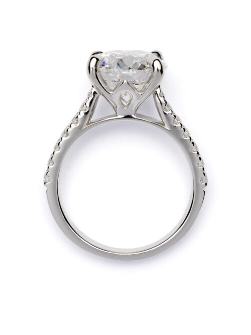 Trotters Platinum 4ct Brilliant Round Lab Grown Diamond Ring With Diamond Set Shoulders