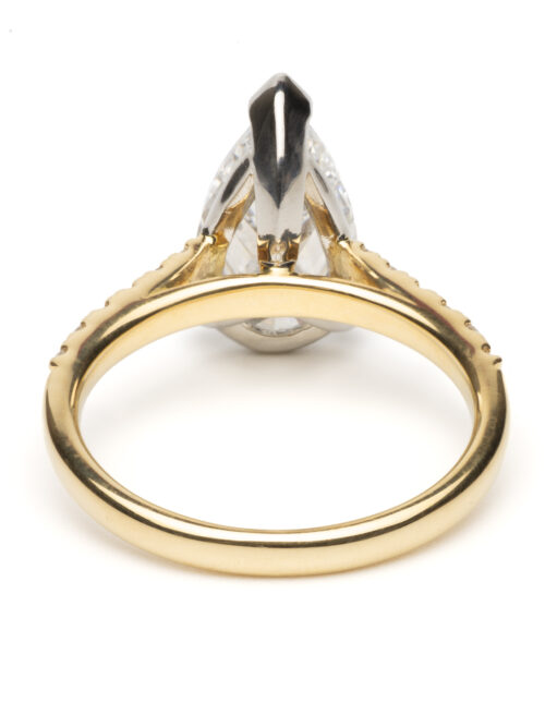 Trotters 18ct Yellow Gold / Platinum Lab Grown Pear Shape Diamond Ring With Diamond Set Shoulders 0.23ct