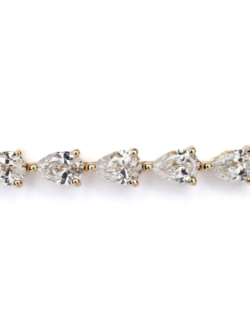 Trotters 9ct Yellow Gold Pear Shape 6ct Lab Grown Diamond Line Bracelet