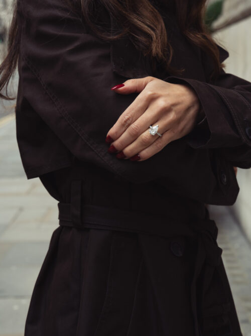 Trotters Platinum 4.02ct Pear Shape Lab Grown Diamond Ring With Diamond Sholuders 0.22ct