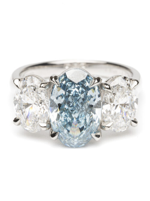 Trotters Platinum 2.61ct Oval Fancy Lab Grown Diamond Ring With Oval Shoulders 2.01ctct