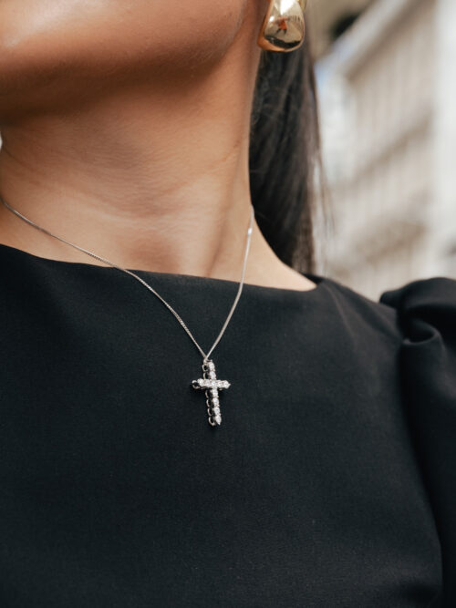 Trotters 9ct White Gold Cross 0.50ct Natural Diamonds