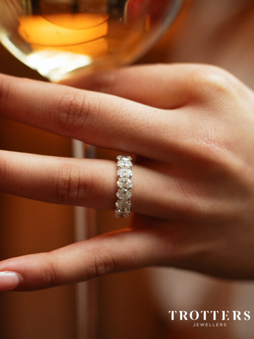 Trotters 9ct White Gold 3.01ct Lab Grown Oval Diamonds Half Eternity Ring