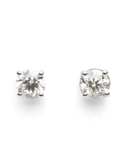 Trotters 18ct White Gold Single Stone Natural Diamond Studs