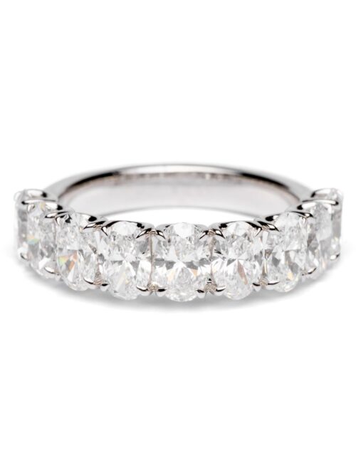 Trotters 9ct White Gold 3.01ct Lab Grown Oval Diamonds Half Eternity Ring