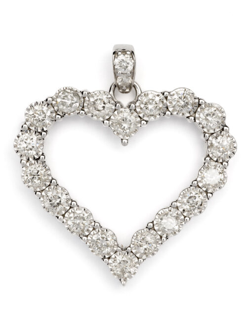 Trotters 9ct White Gold Natural Diamond Heart Shape Pendant 2.00ct