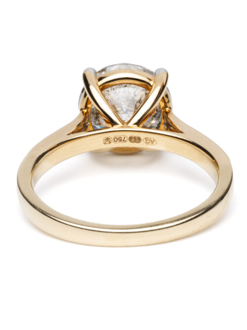 Trotters 18ct Yellow Gold Single Stone Brillant Round Natural Diamond Ring 3.51ct