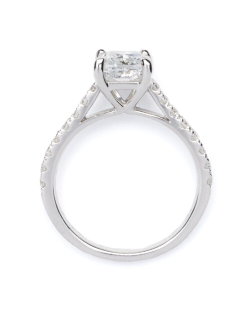 Trotters 18ct White Gold Gia Natural Cushion Cut 1.61ct Diamond Ring With Diamond Set Shoulders
