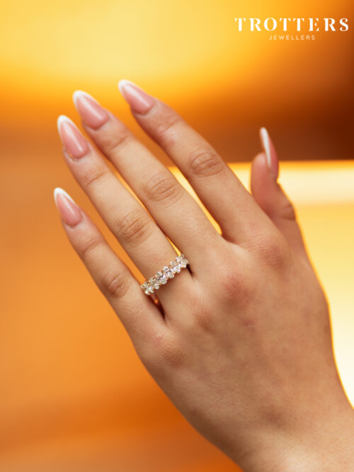 Trotters 9ct Yellow Gold 2.8ct Lab Grown Oval Diamond Half Eternity Ring