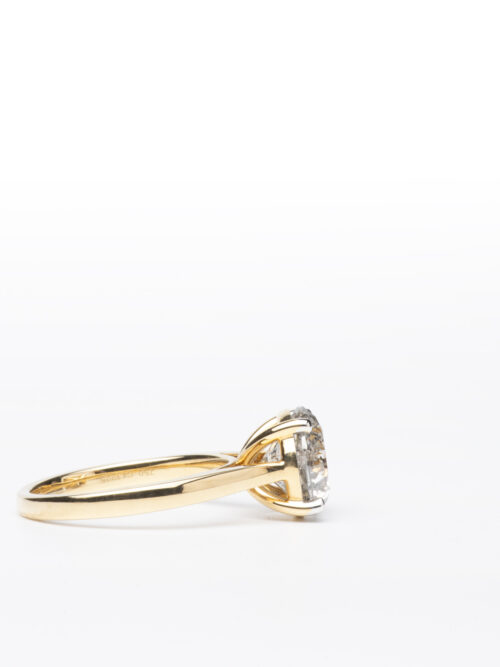 Trotters 18ct Yellow Gold Single Stone Brillant Round Natural Diamond Ring 3.51ct