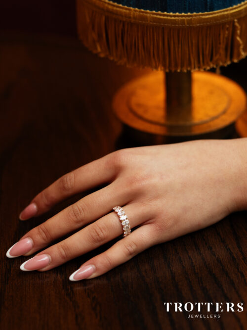 Trotters 9ct Yellow Gold 2.8ct Lab Grown Oval Diamond Half Eternity Ring