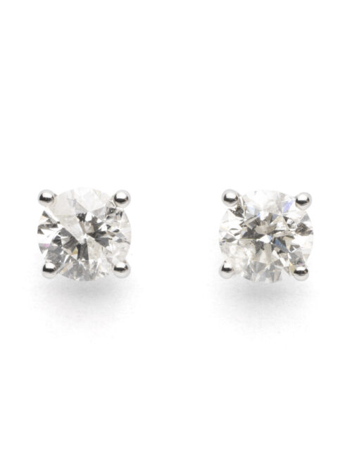 Trotters 18ct White Gold Single Stone Natural Diamond Studs