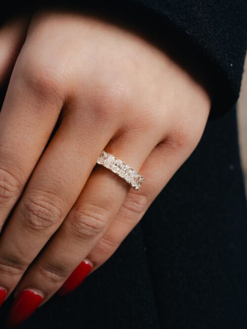 Trotters 9ct Yellow Gold 2.7ct Lab Grown Radiant Cut Diamond Half Eternity Ring