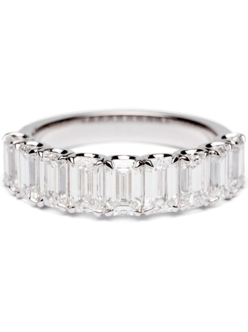 Trotters 9ct White Gold 2.8ct Lab Grown Emerald Cut Diamond Half Eternity Ring
