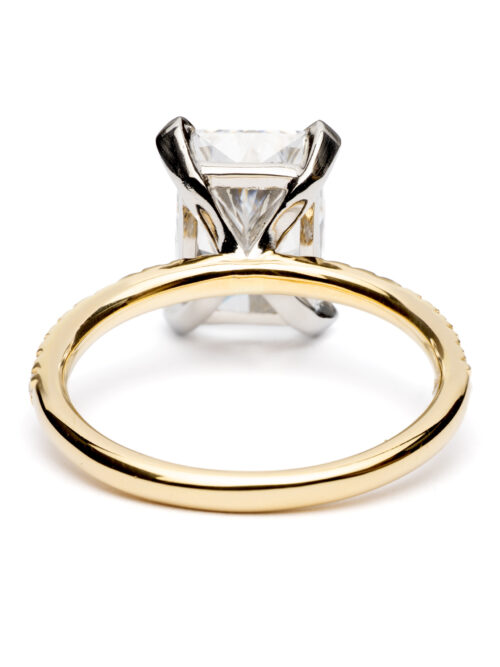 Trotters 18ct Yellow Gold / Platinum Lab Grown Radiant Cut 3ct Diamond Set Shoulders