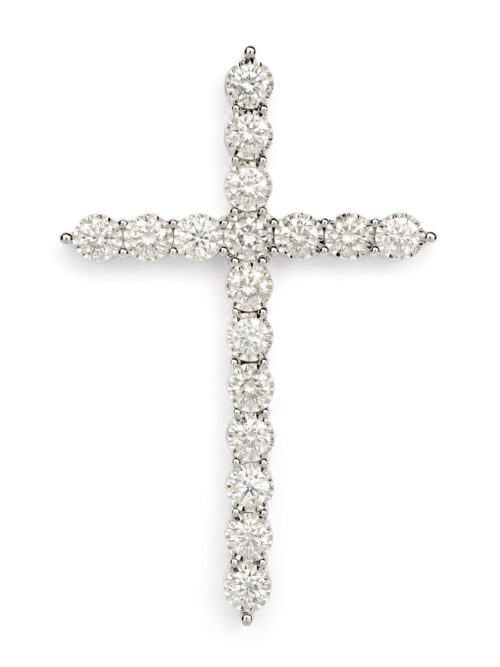 Trotters 9ct White Gold Cross 2ct Natural Diamonds
